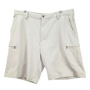IZOD Golf Men's Shorts Size 38‎ Classic Fit Beige Flat Front 6 Pockets Preppy